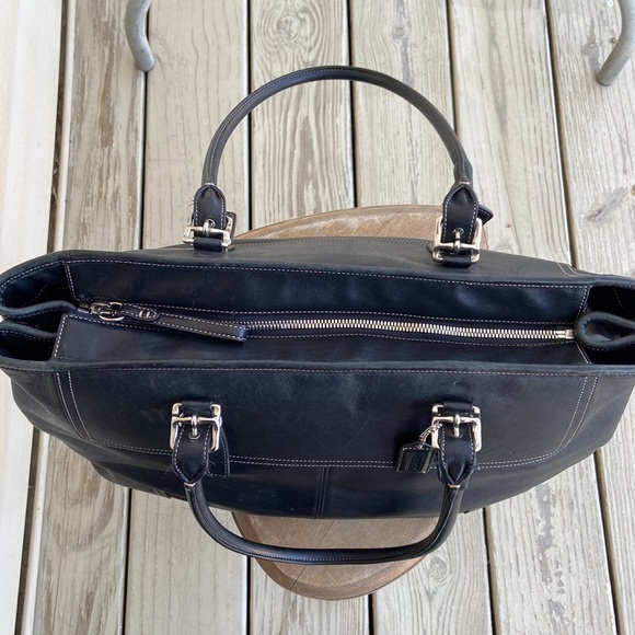 Vintage Coach Purse 5131 Hampton Black Leather Carry All Tote Bag - Picture 7 of 12